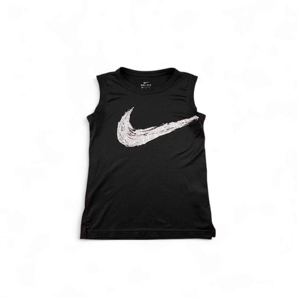 Nike Dri-FIT Tank Top Youth M Black Swoosh Sleeveless Athletic Shirt